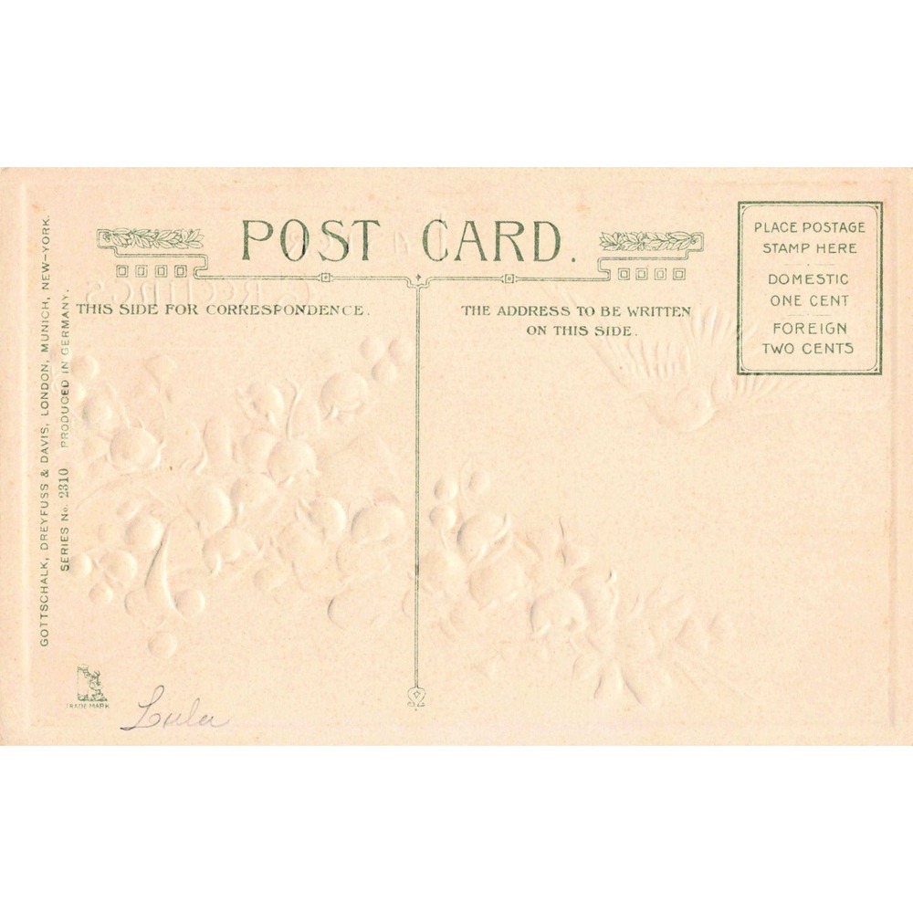Vintage Easter Greetings Postcard White Dove Lily of the Valley Germany 2310 - Picture 2 of 2